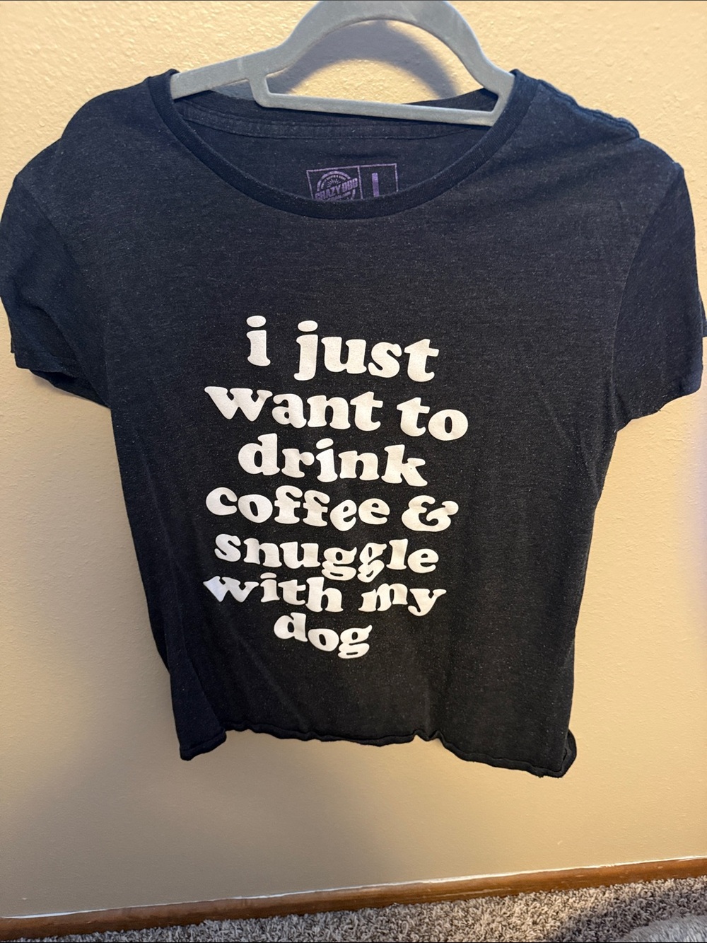 Crazy Dog T-Shirts Black Graphic Tee - White Text